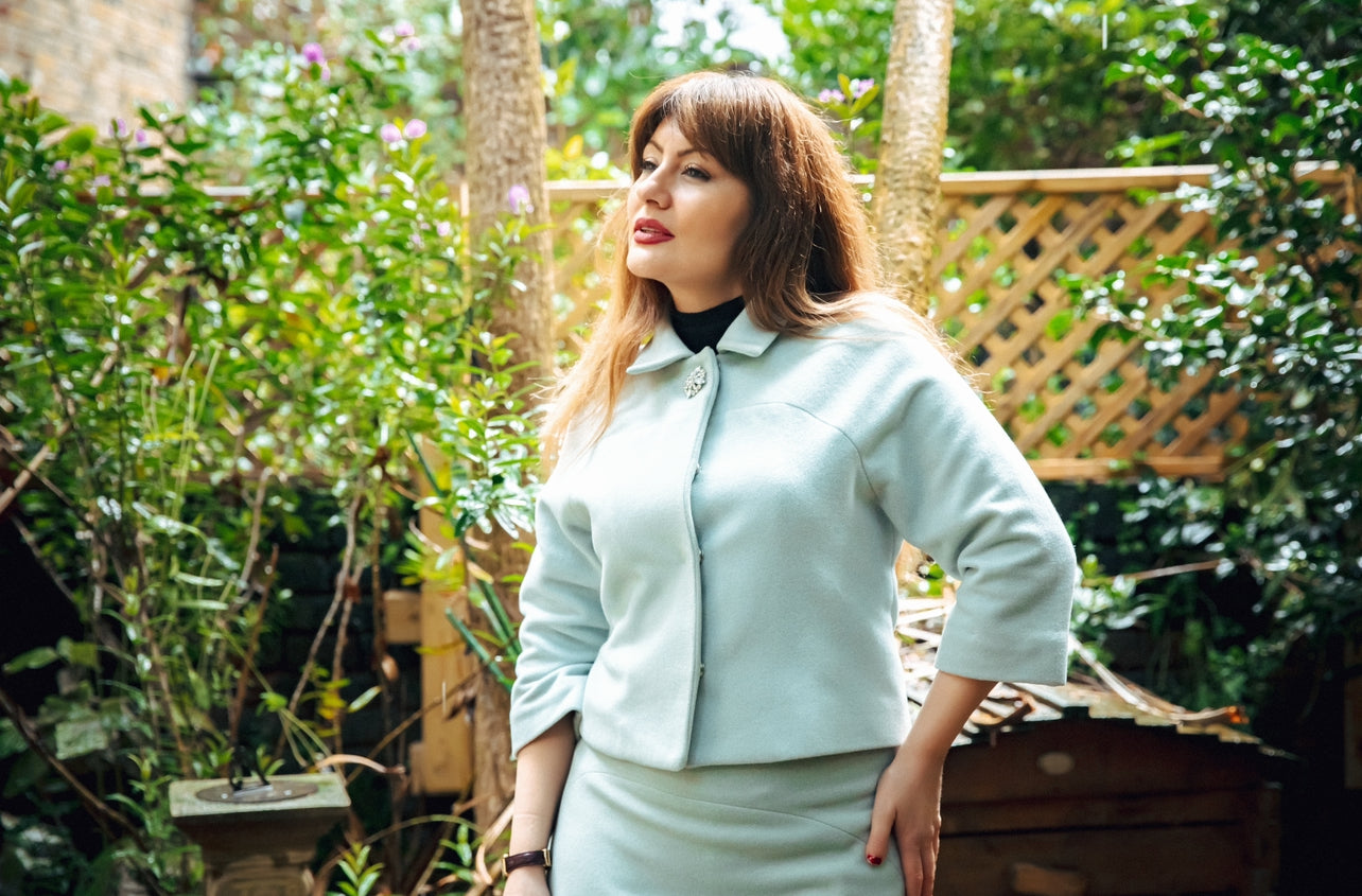 “Tiara“ Coat /  “Arielle“ Skirt 100 % Wool Set In Aquamarine