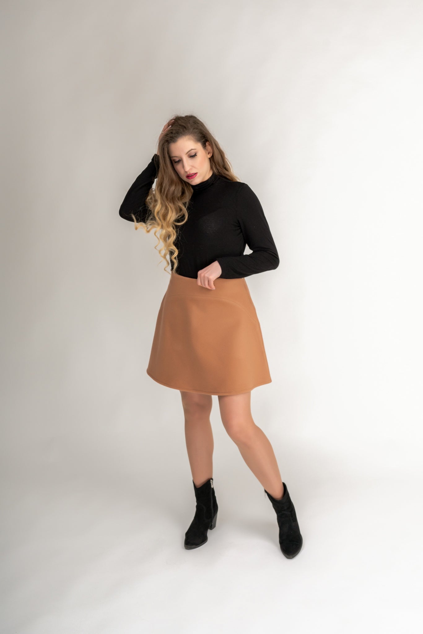 Flared Skirt In Peach Brown