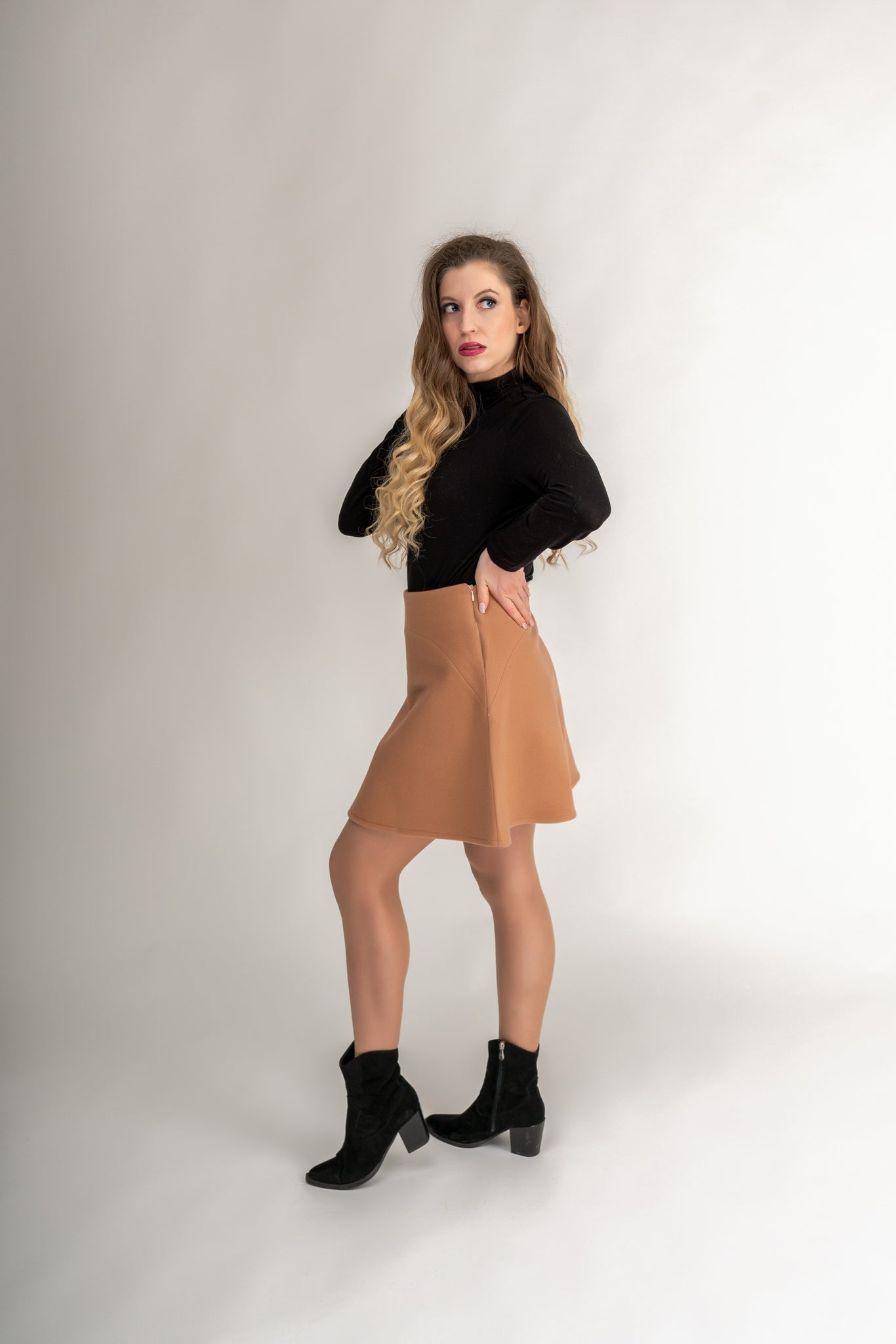 Flared Skirt - Brown color