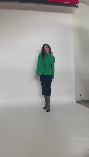 Cape Coat “ Sloane" Artistic Coat Golden Embroidery Design - video of model showing the coat front and back